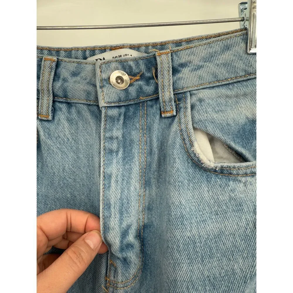 Zara‎ Jeans Womens Blue Denim Mom Fit High Rise Straight Leg Ankle Sz 4